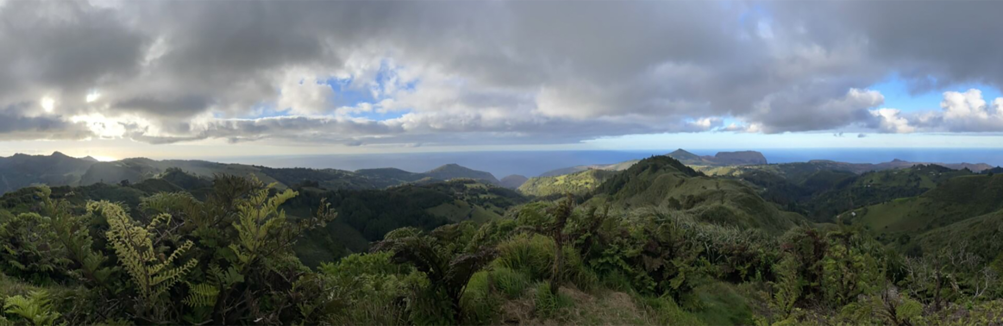 Panoramic photograph of the landscape of St Helena